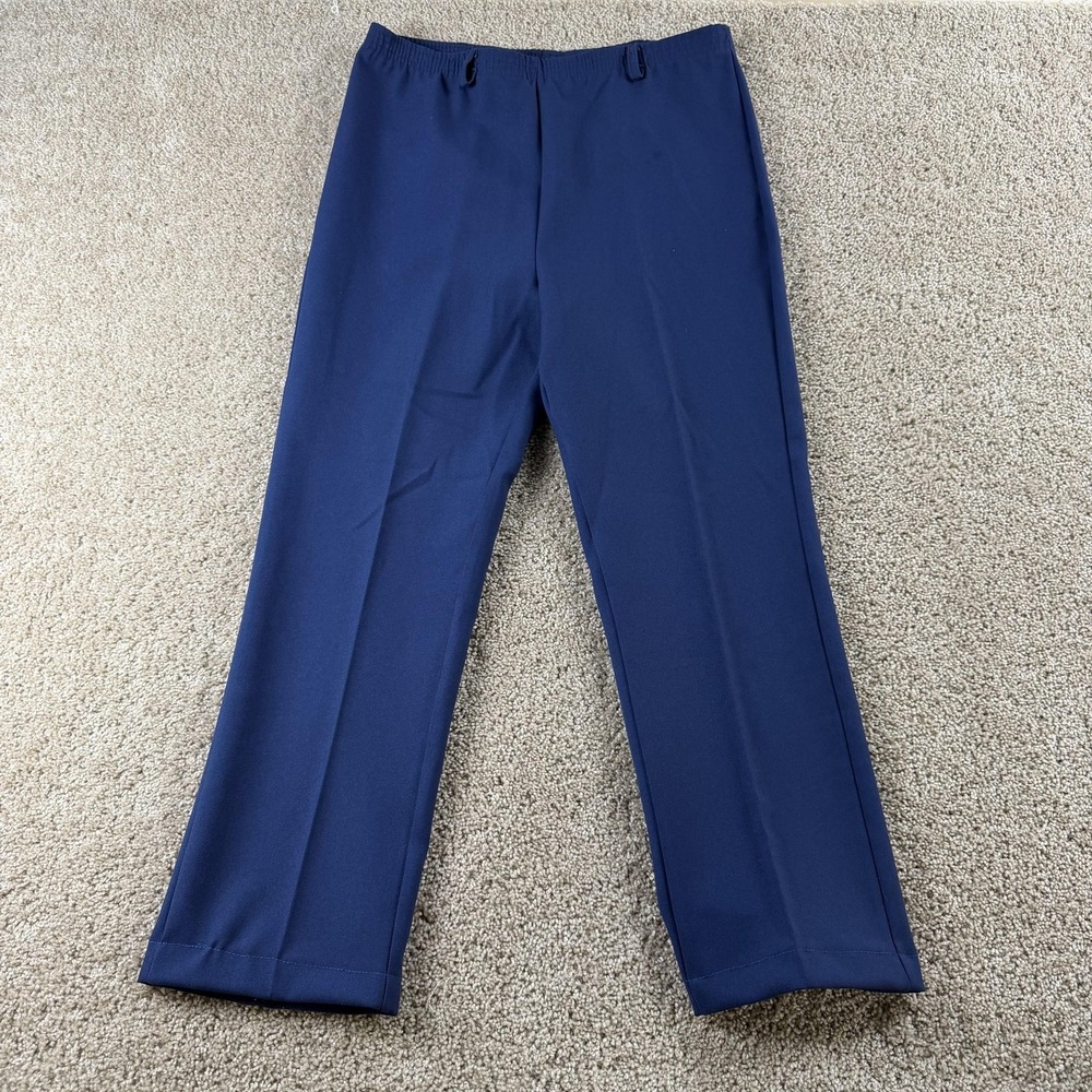 Vintage 80s Cantada Dress Pants Womens 14 Blue Twill Elastic Waist Pockets USA